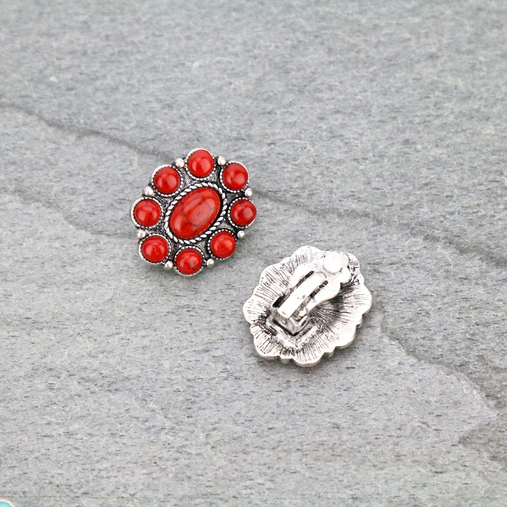 Western Design Stone Clip On Earrings - Image 2
