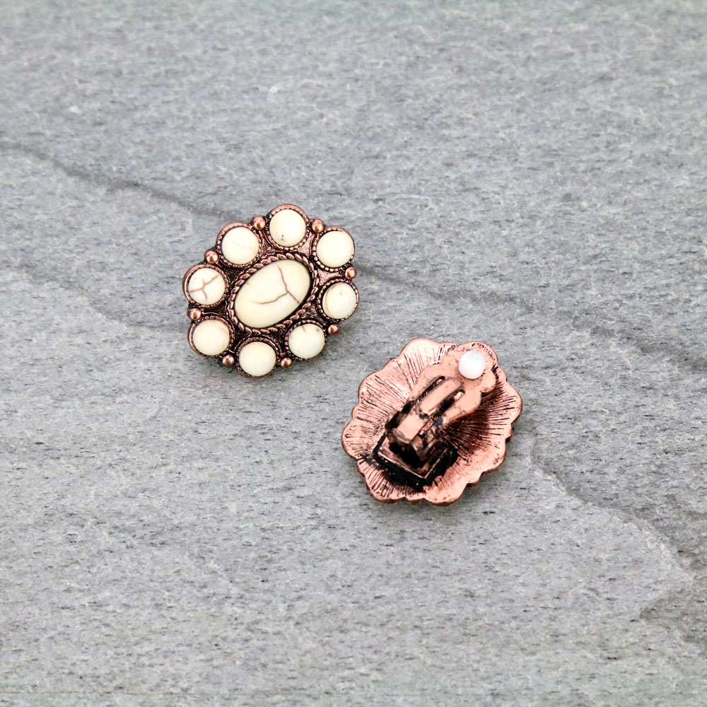 Western Design Stone Clip On Earrings - Image 2