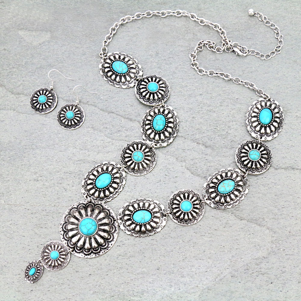 Western Concho Necklace Set