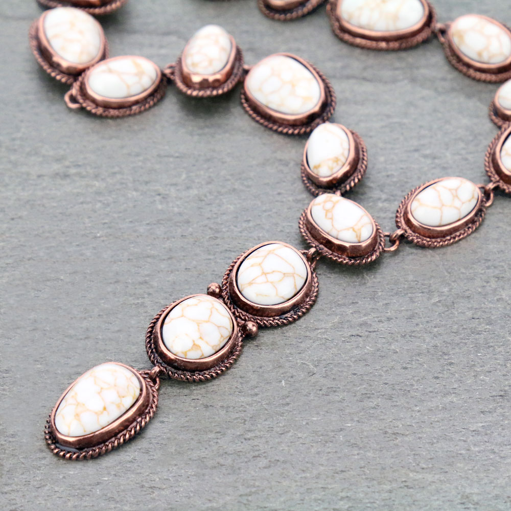Western Y Drop Stone Necklace Set - Image 3