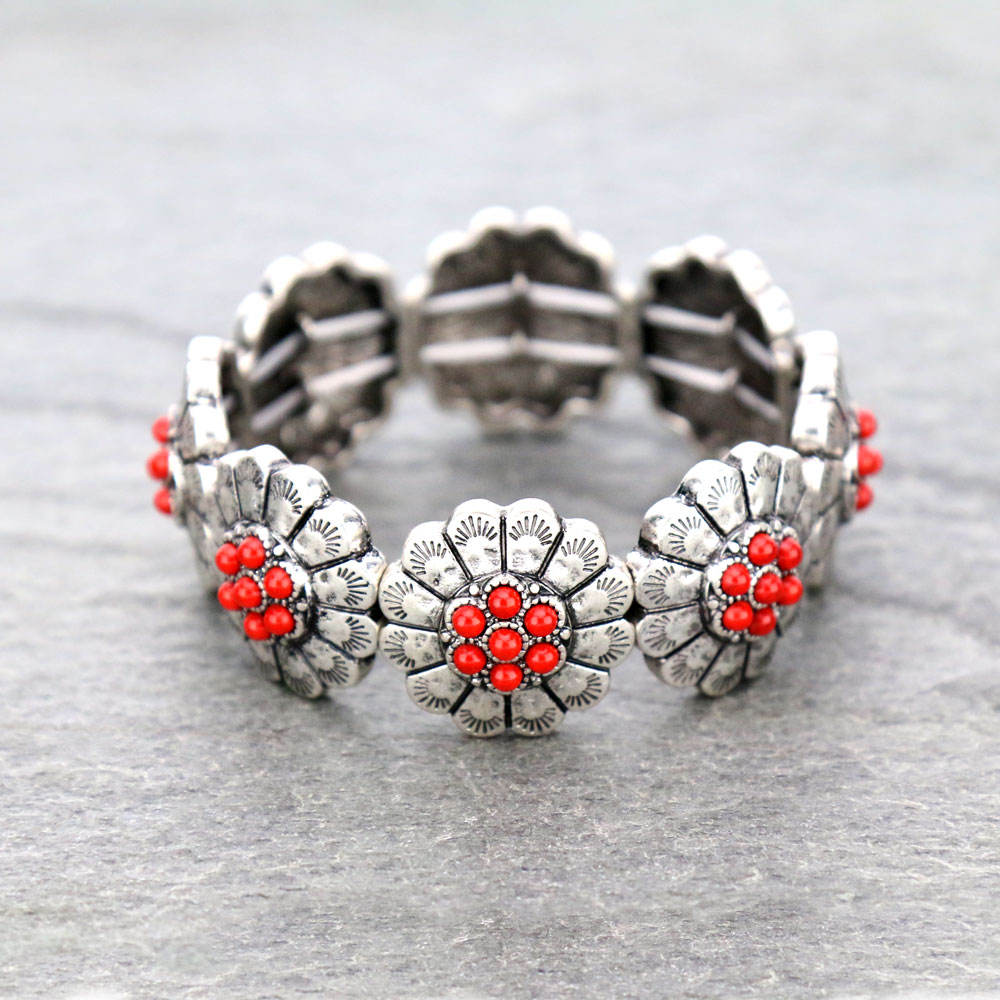 Western Concho Stone Stretch Bracelet