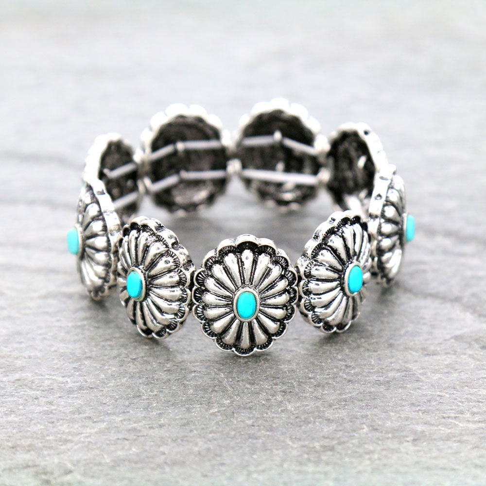 Western Concho Stone Stretch Bracelet
