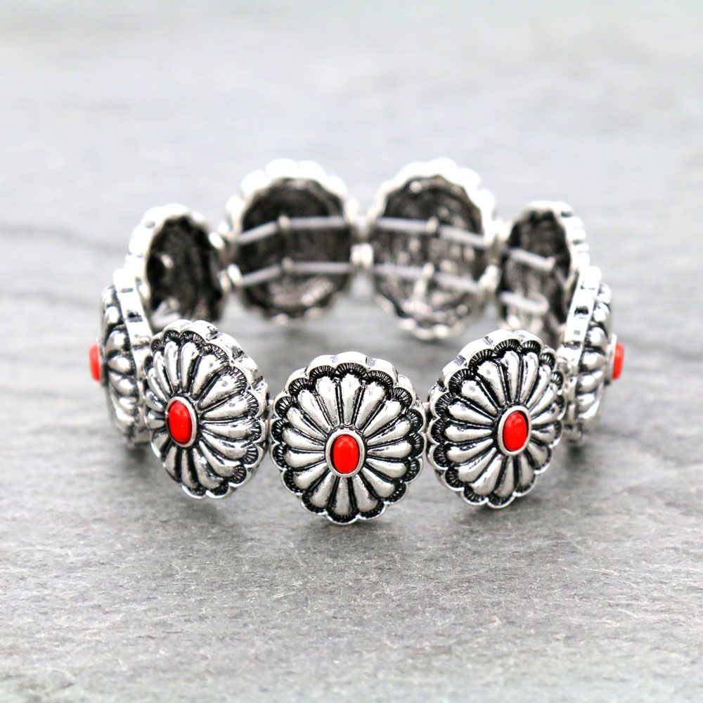 Western Concho Stone Stretch Bracelet