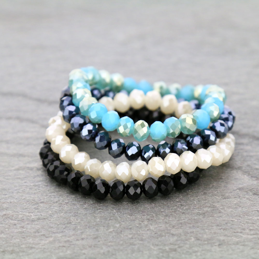 Four Strand Glass Bead Stackable Bracelet - Image 2
