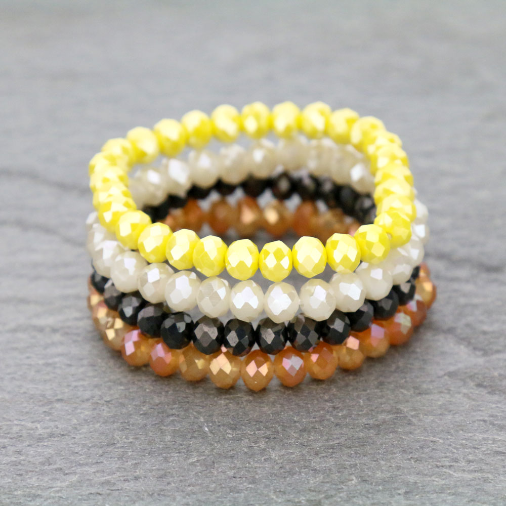 Four Strand Glass Bead Stackable Bracelet