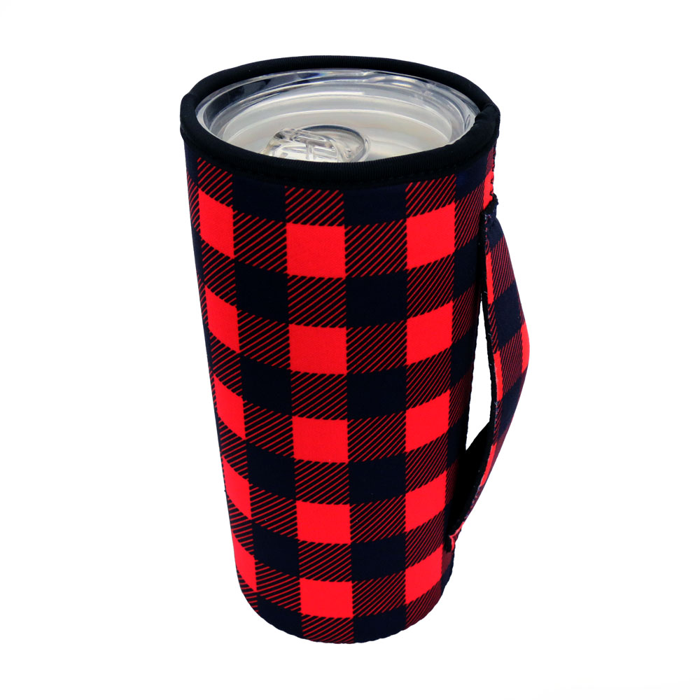 Black & Red Plaid Tumbler Drink Sleeve/Cooler