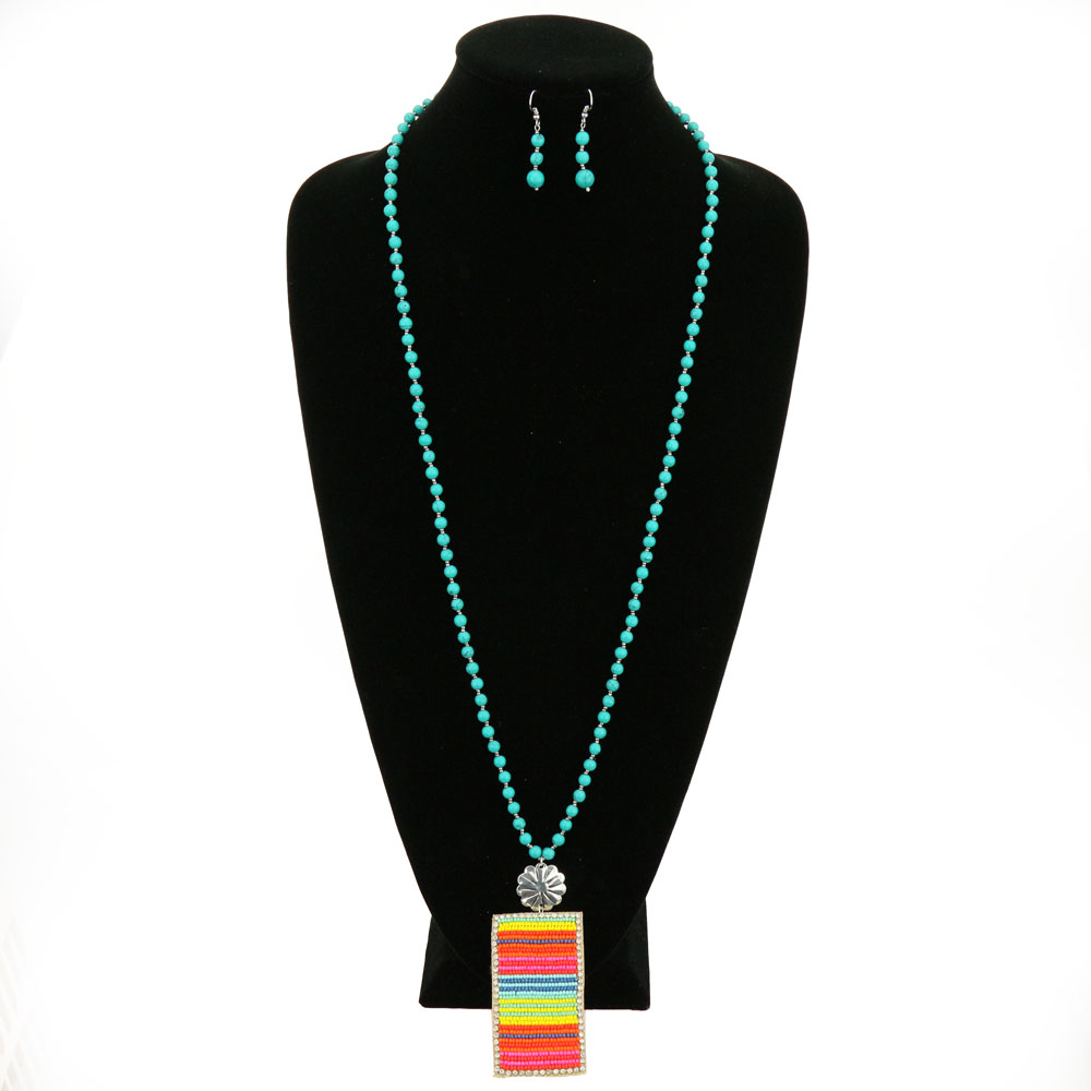 Handmade Navajo Style Seed Bead Necklace Set - Image 2