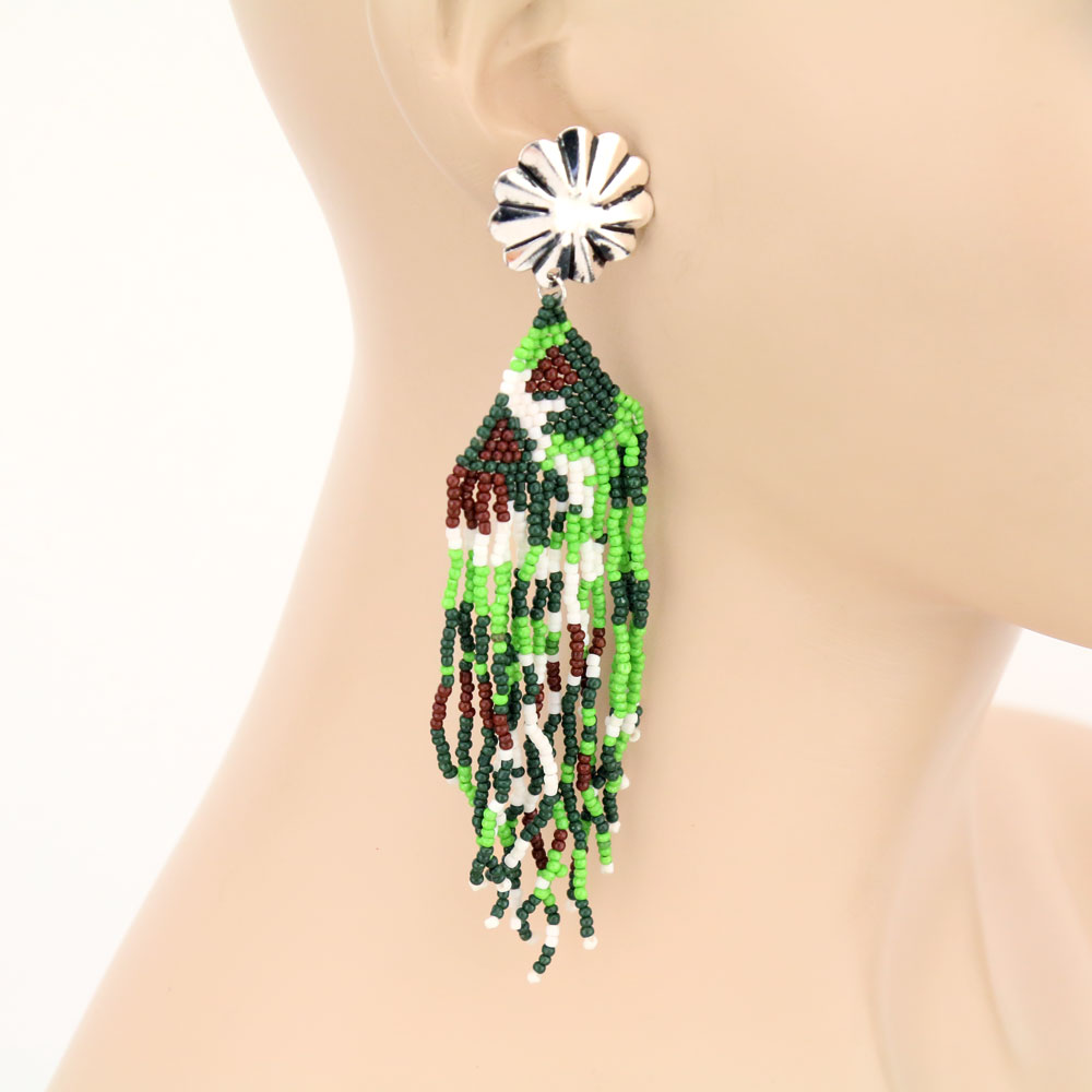 Handmade Seed Bead Stud Earrings - Image 2