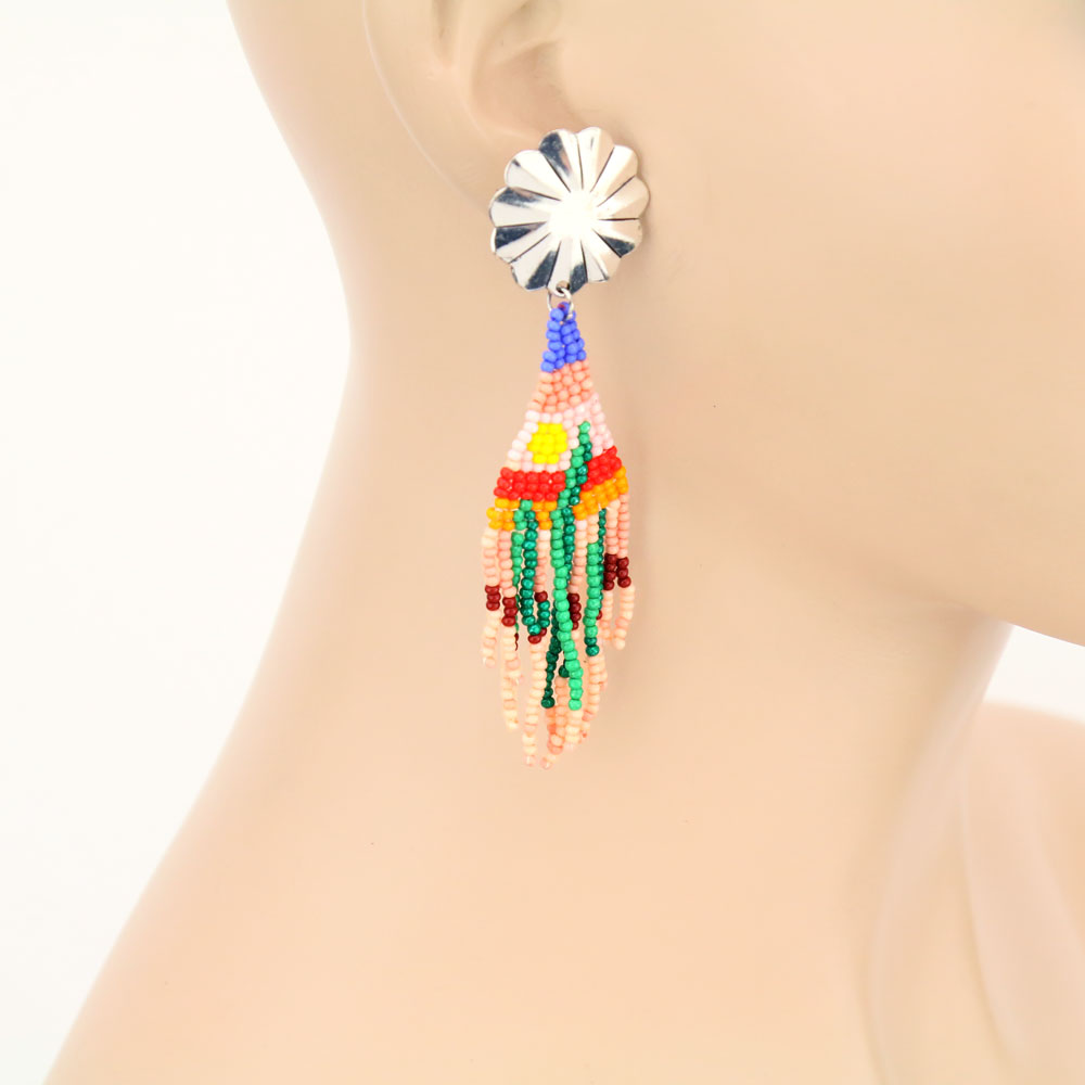 Handmade Seedbead Stud Earrings - Image 2