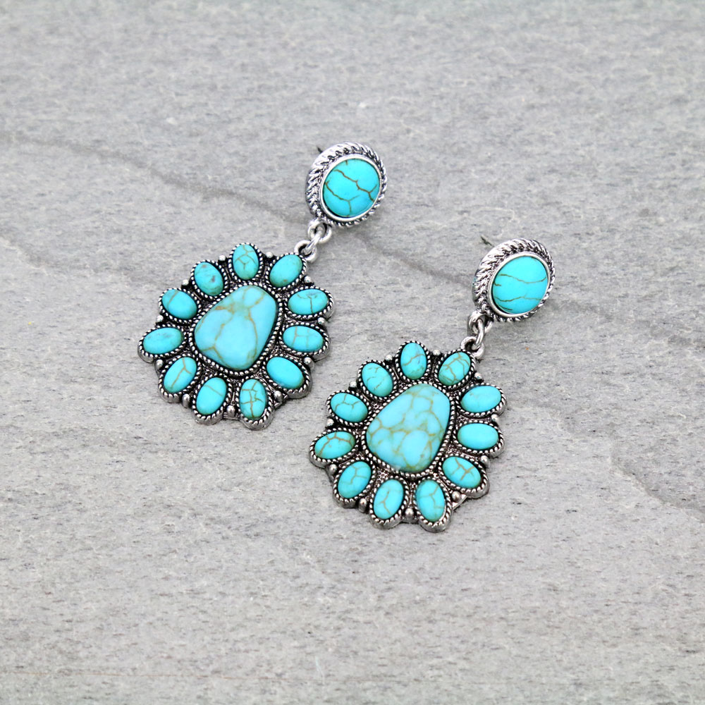 Western Design Stone Stud Earrings