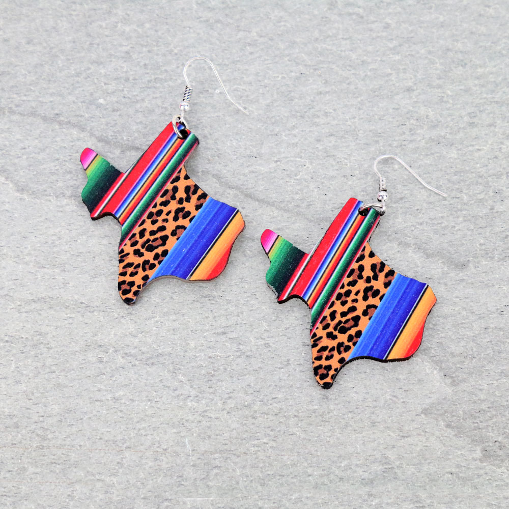 Texas Map Wood Dangle Earrings