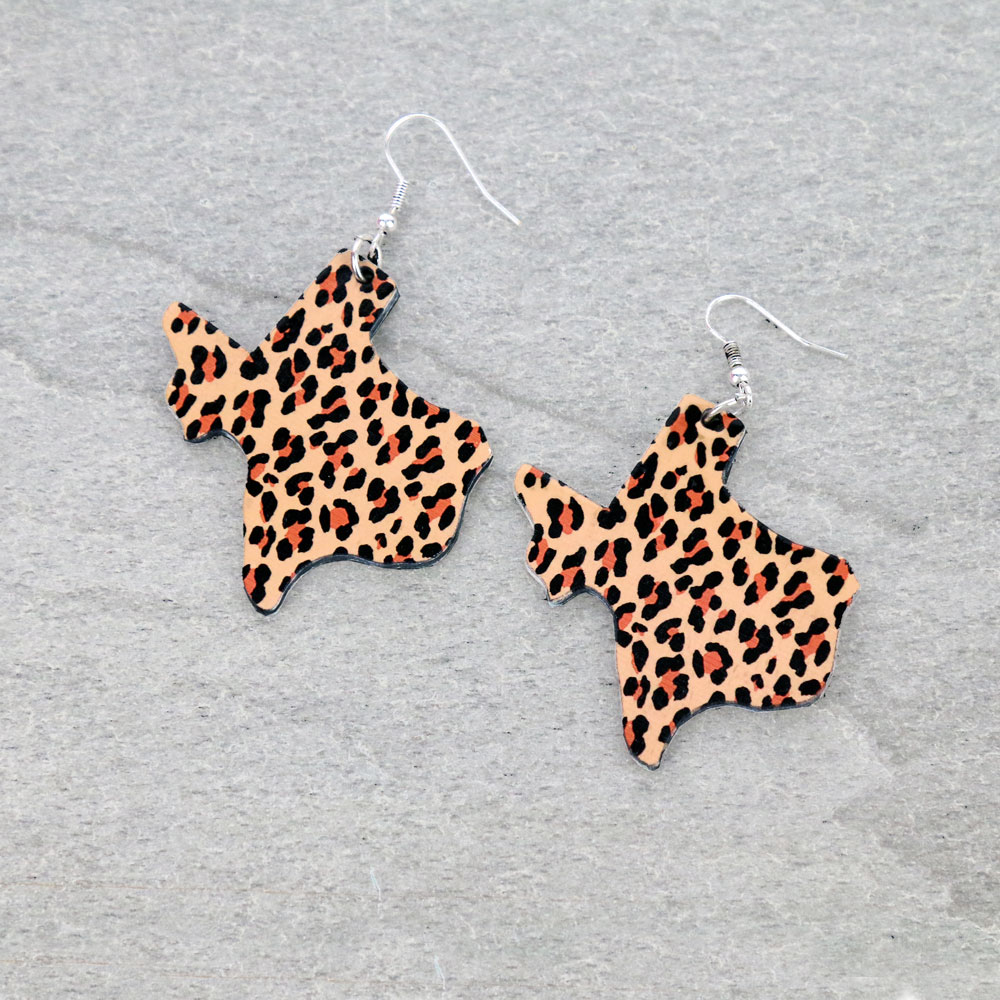 Texas Map Wood Dangle Earrings