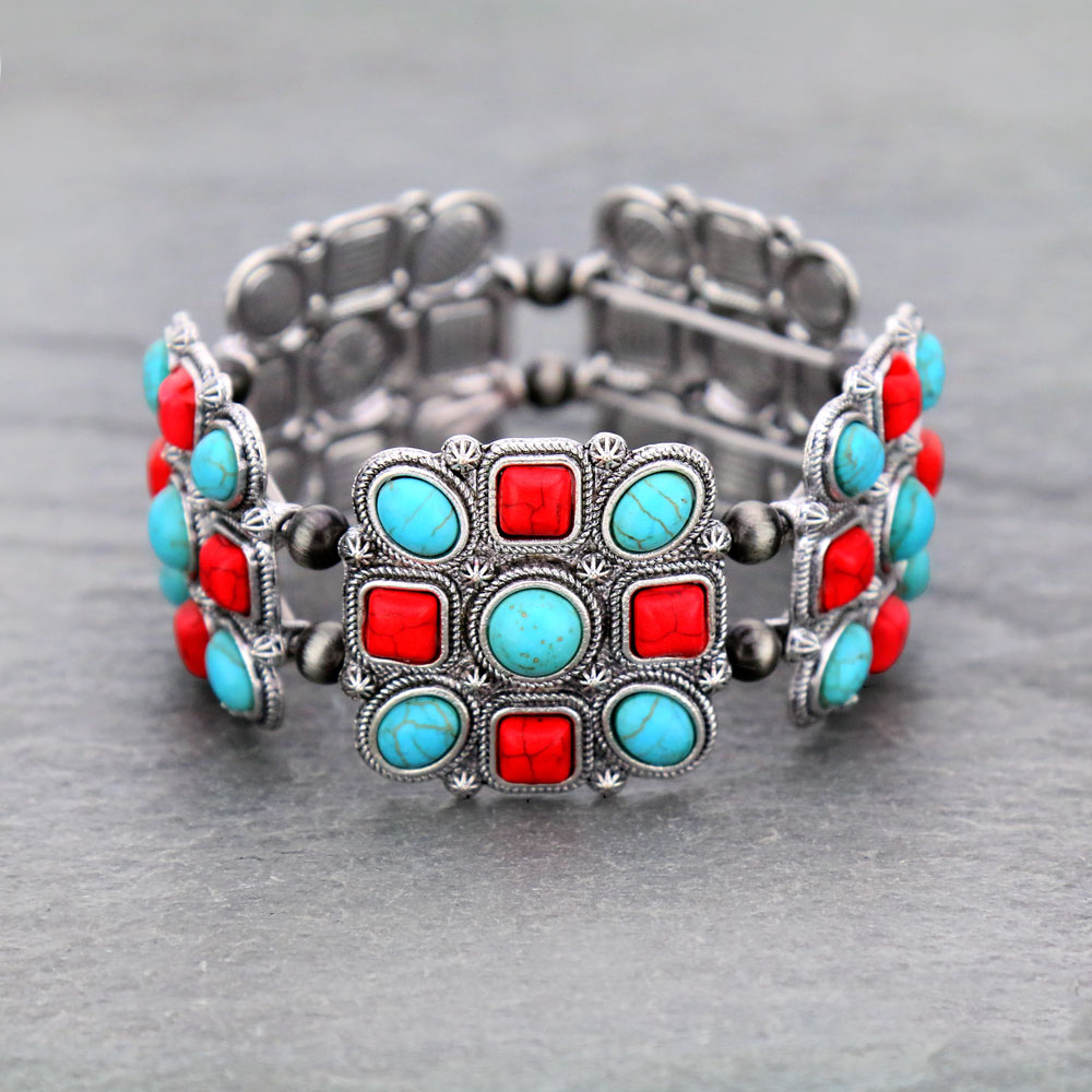 Western Cluster Stone Stretch Bracelet