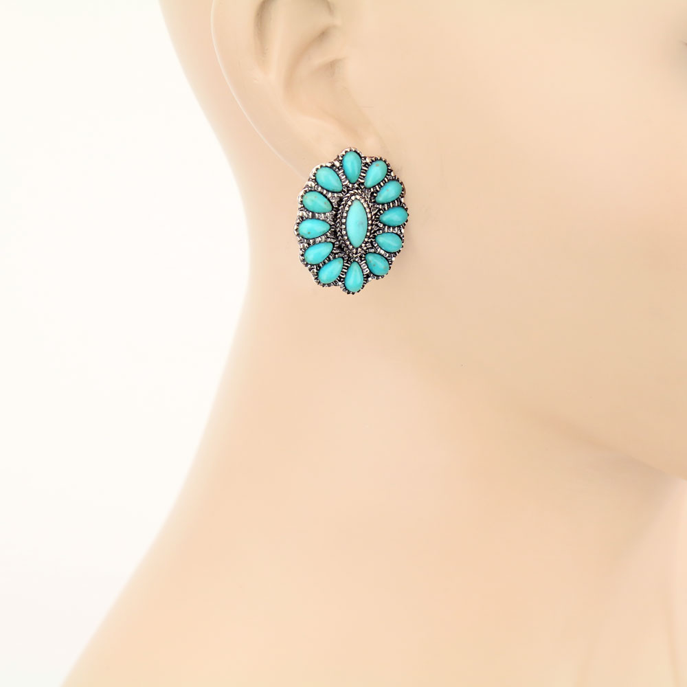 3 Pair Western Turquoise Earring Set - Image 2