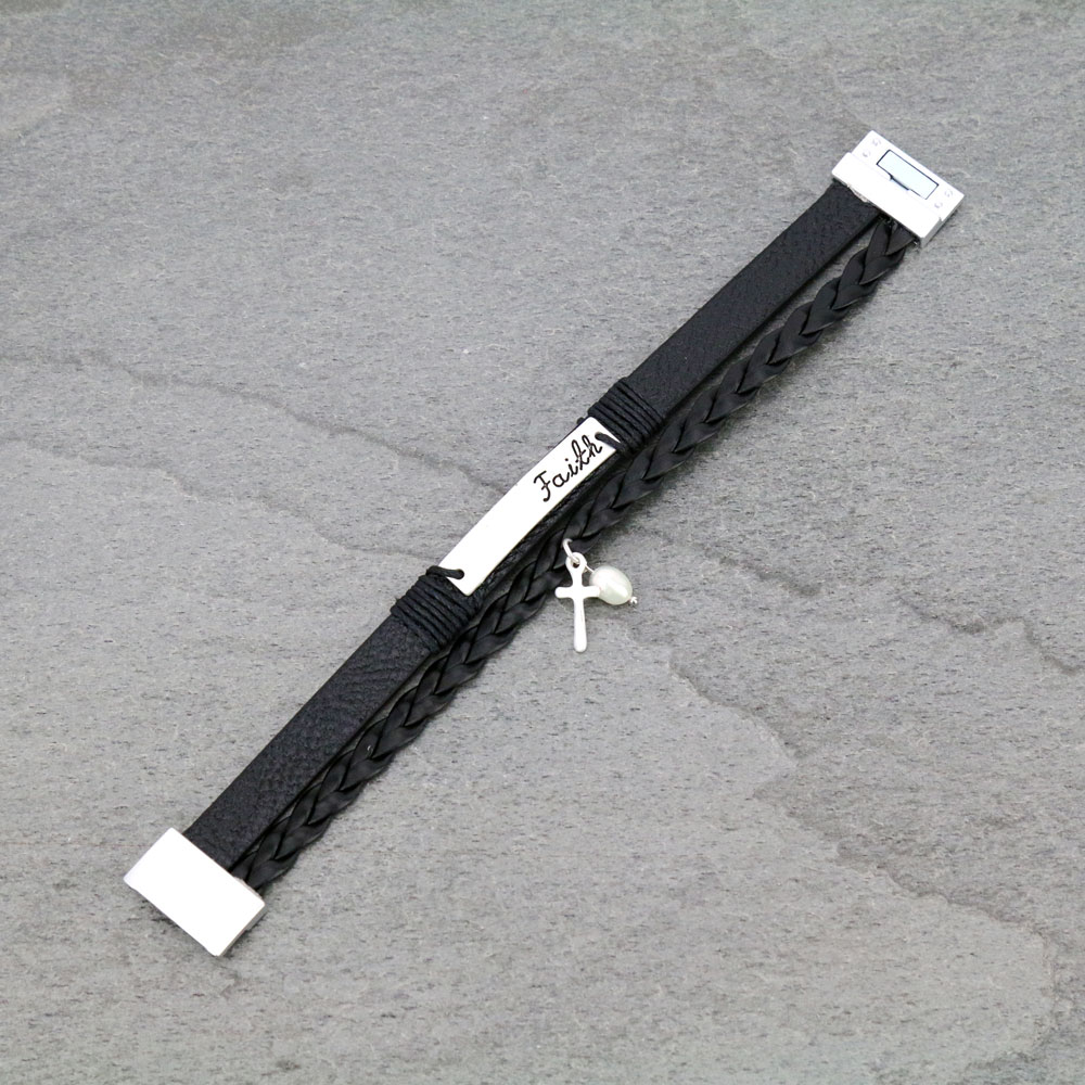 "FAITH" Braid Leather Magnetic Bracelet - Image 2