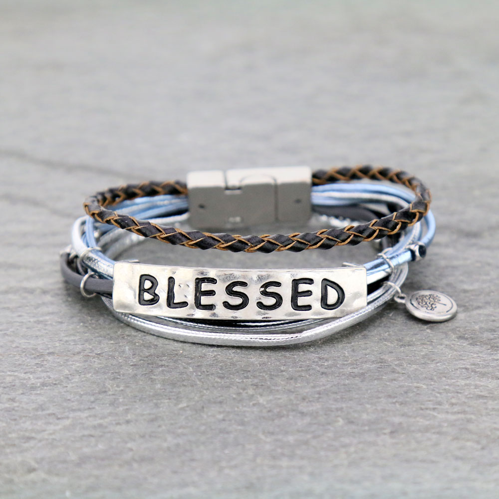 "BLESSED" Multi Leather Magnetic Bracelet