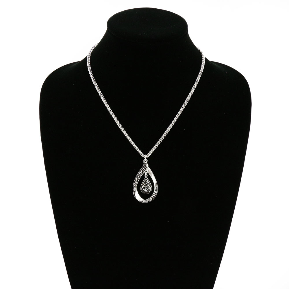Designer Line Teardrop Pendant Necklace - Image 2