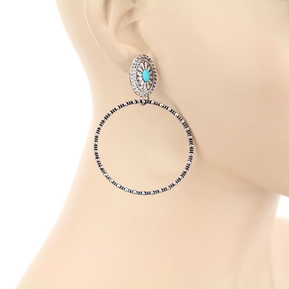 Western Concho Hoop Stud Earrings - Image 2