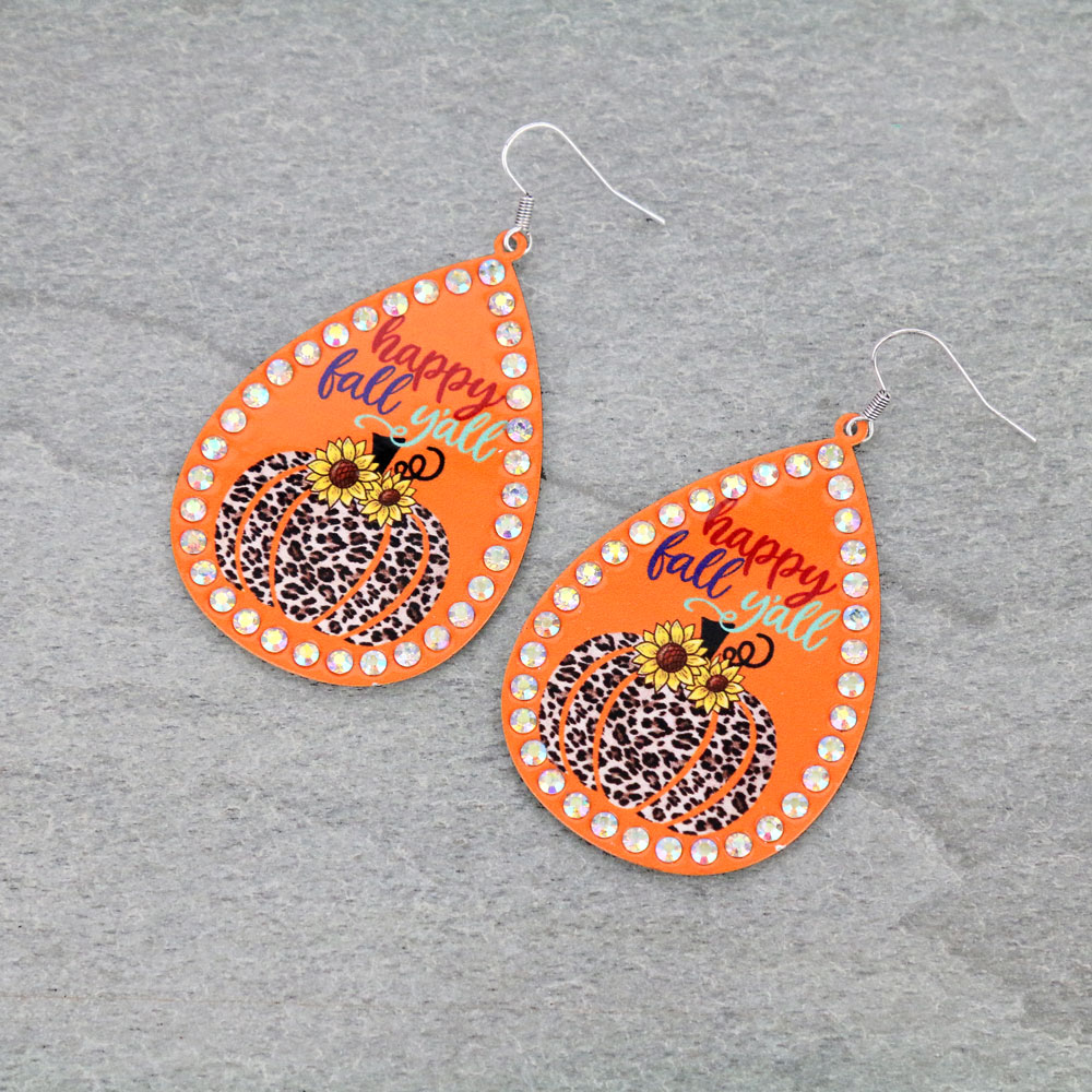Pumpkin Printed Dangle Earrings