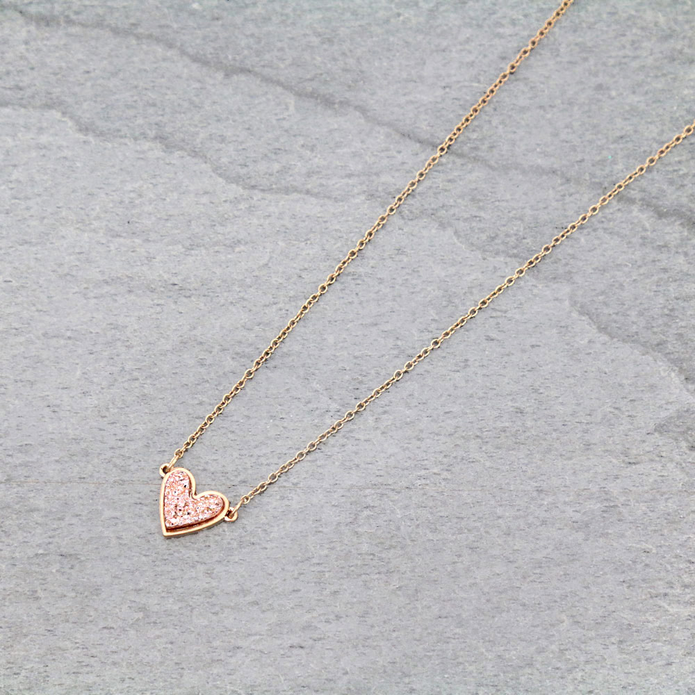 Heart Druzy Stone Necklace