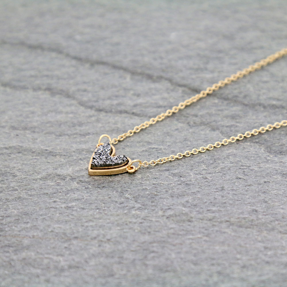 Heart Druzy Stone Necklace - Image 3