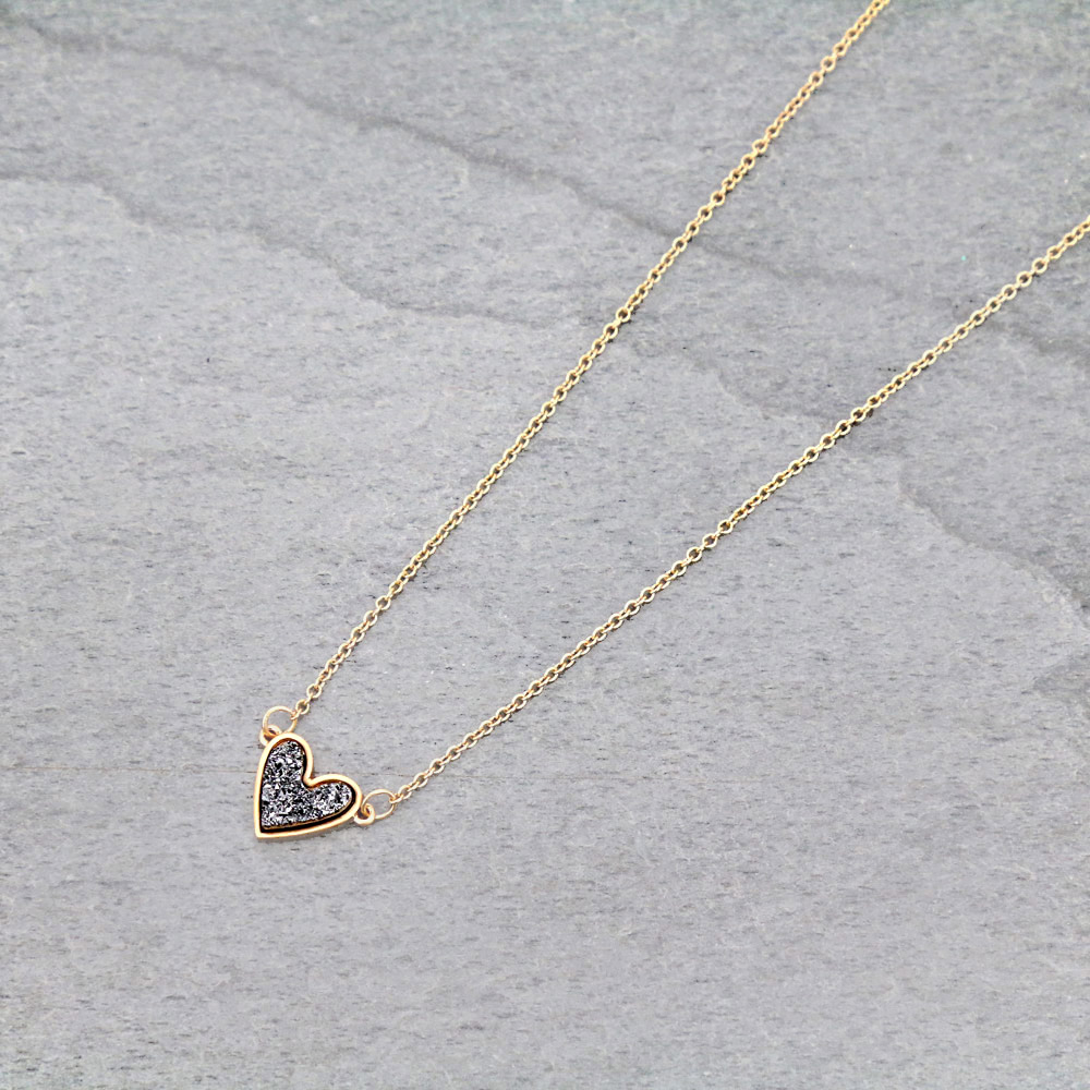 Heart Druzy Stone Necklace