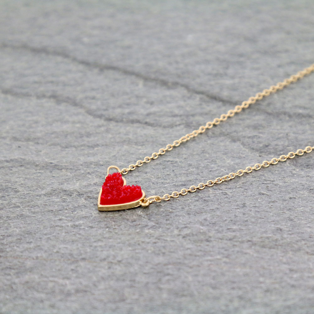 Heart Druzy Stone Necklace - Image 3