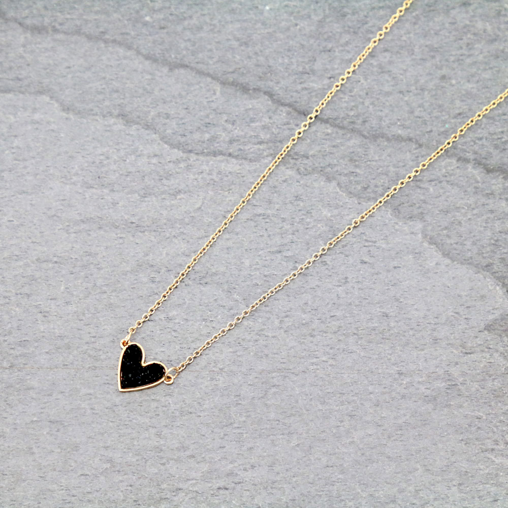 Heart Druzy Stone Necklace