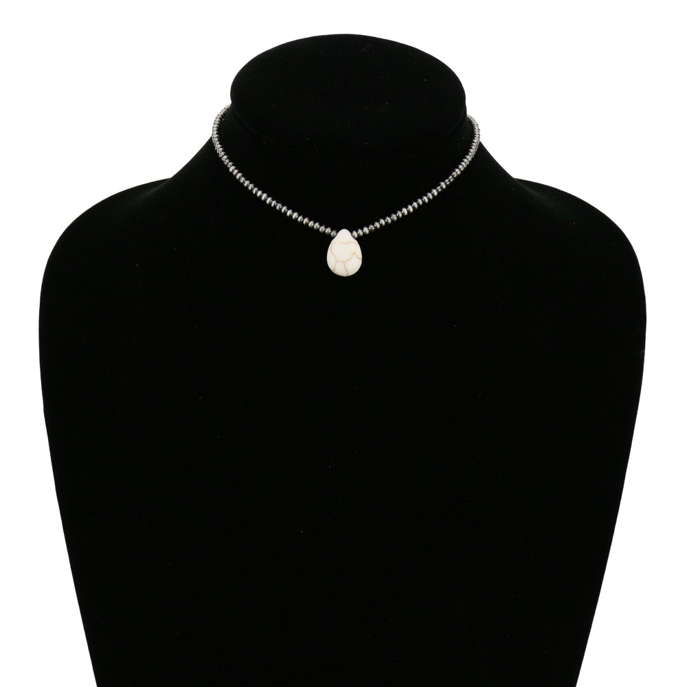 Stone Pendant Choker Necklace - Image 2