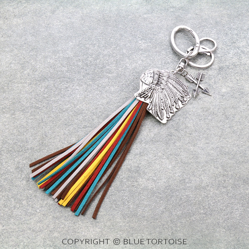 Western Indian Chief Tassel Keychain