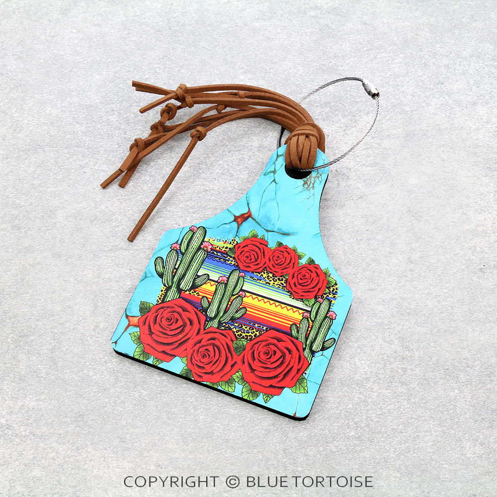 Western Serape Cactus Cattle Tag Luggage Tag