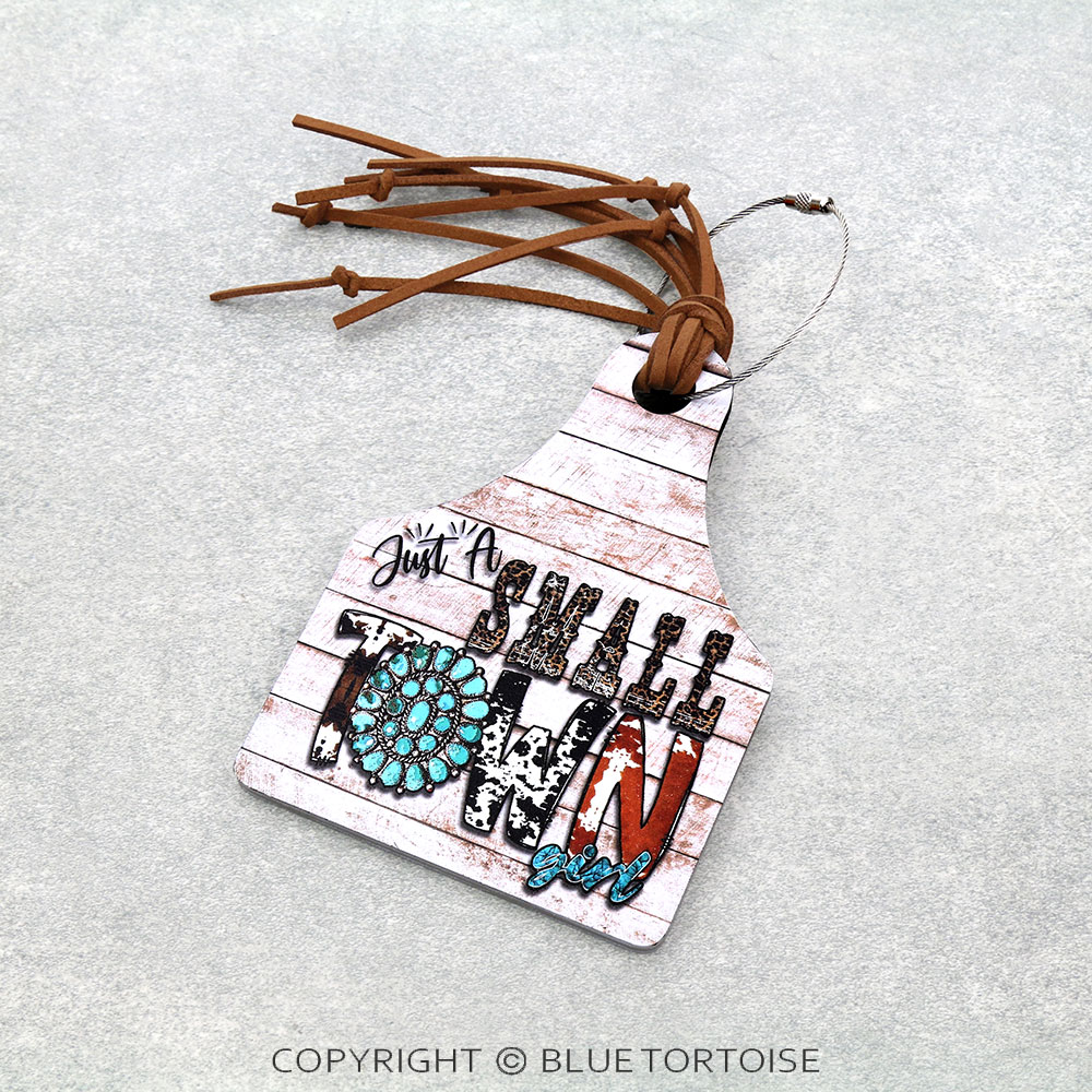 Western "SMALL TOWN" Cattle Tag Luggage Tag