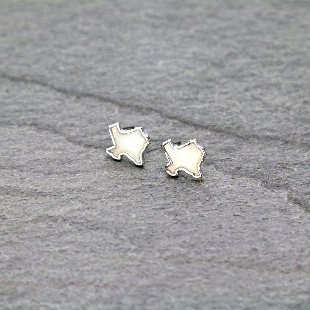 Texas Map Shaped Stone Stud Earrings
