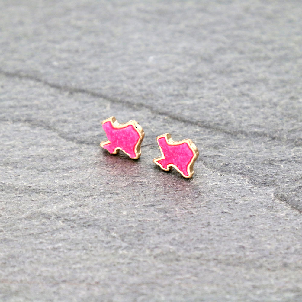 Texas Map Druzy Stone Stud Earrings