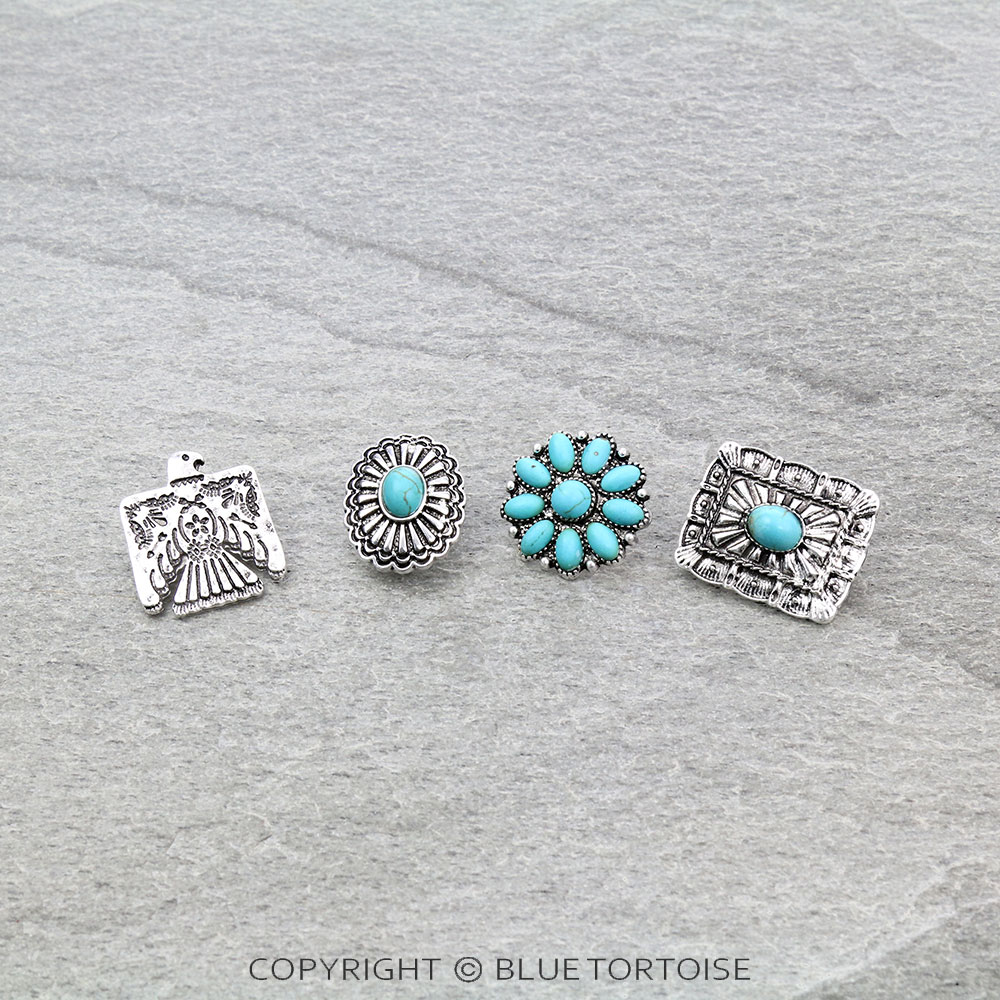 Western Thunderbird/Concho Stone Pins Set
