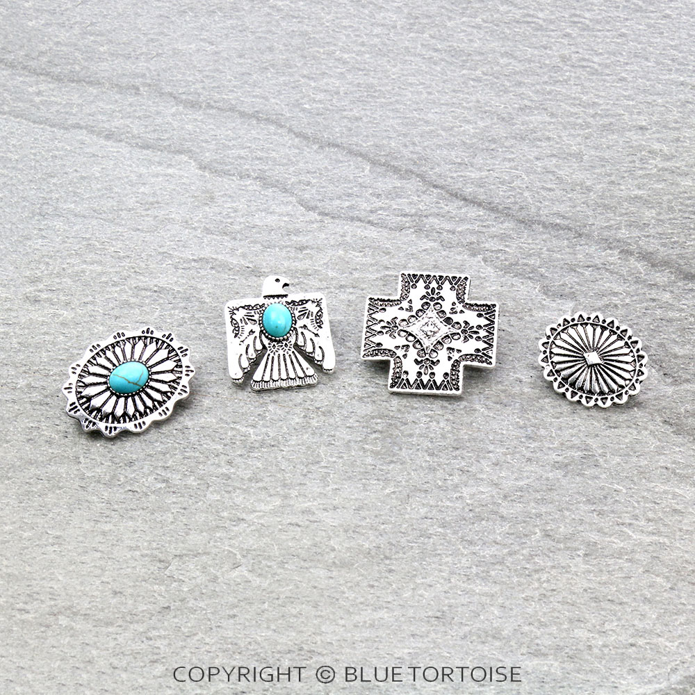 Western Thunderbird/Cross Stone Pins Set
