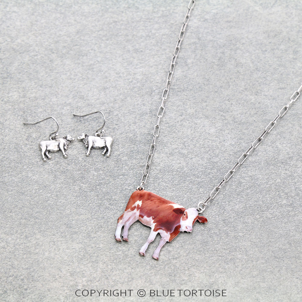 Western Animal Theme Cow Necklace Set