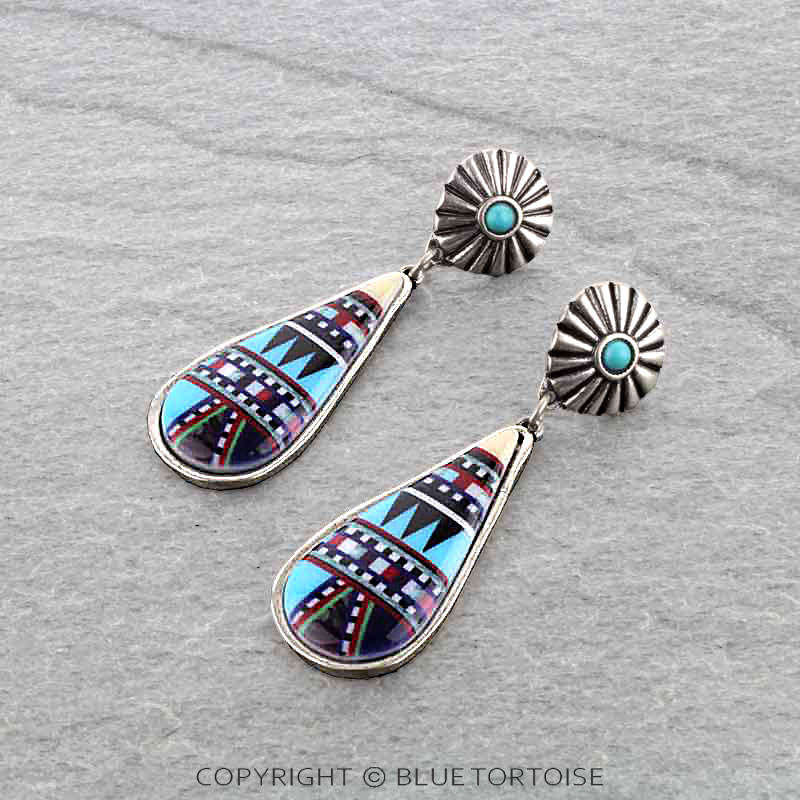Western Navajo Style Print Post Earrings