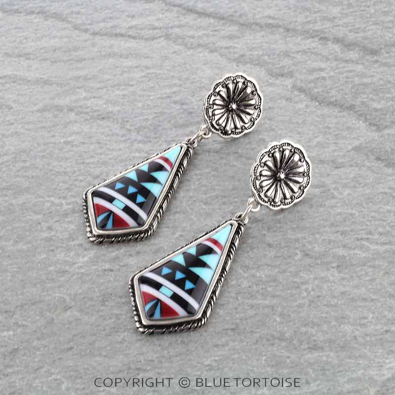 Western Navajo Style Print Post Earrings