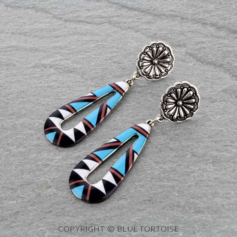 Western Navajo Style Print Post Earrings