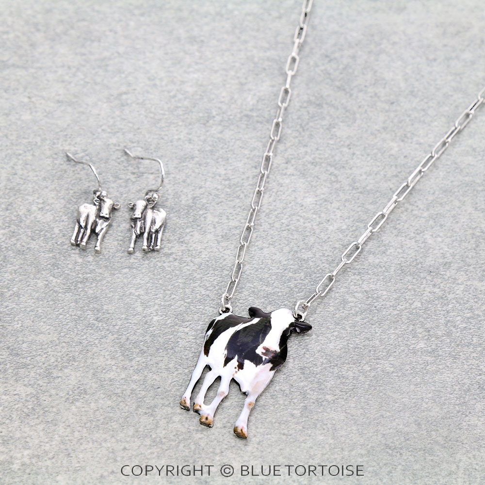 Western Animal Theme Cow Necklace Set