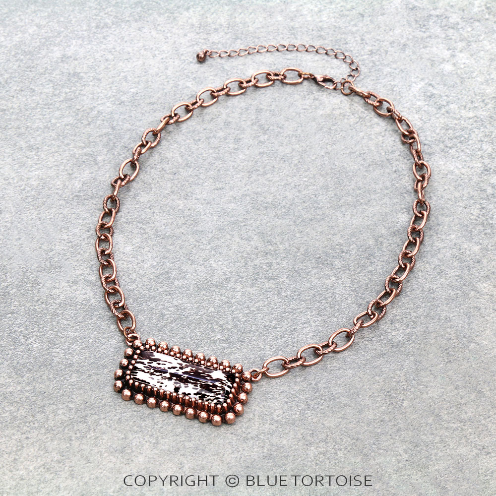 Cow Printed Bar Necklace