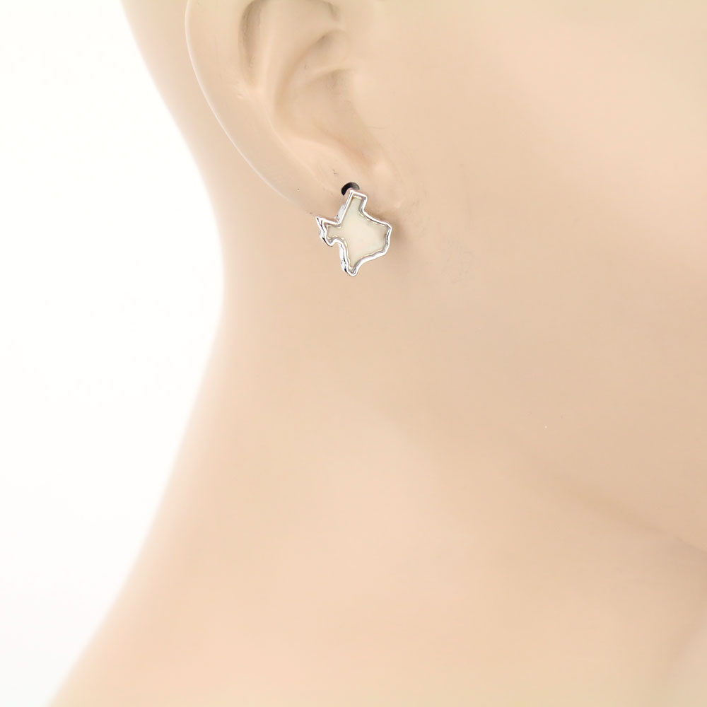 Texas Map Shaped Stone Stud Earrings - Image 2