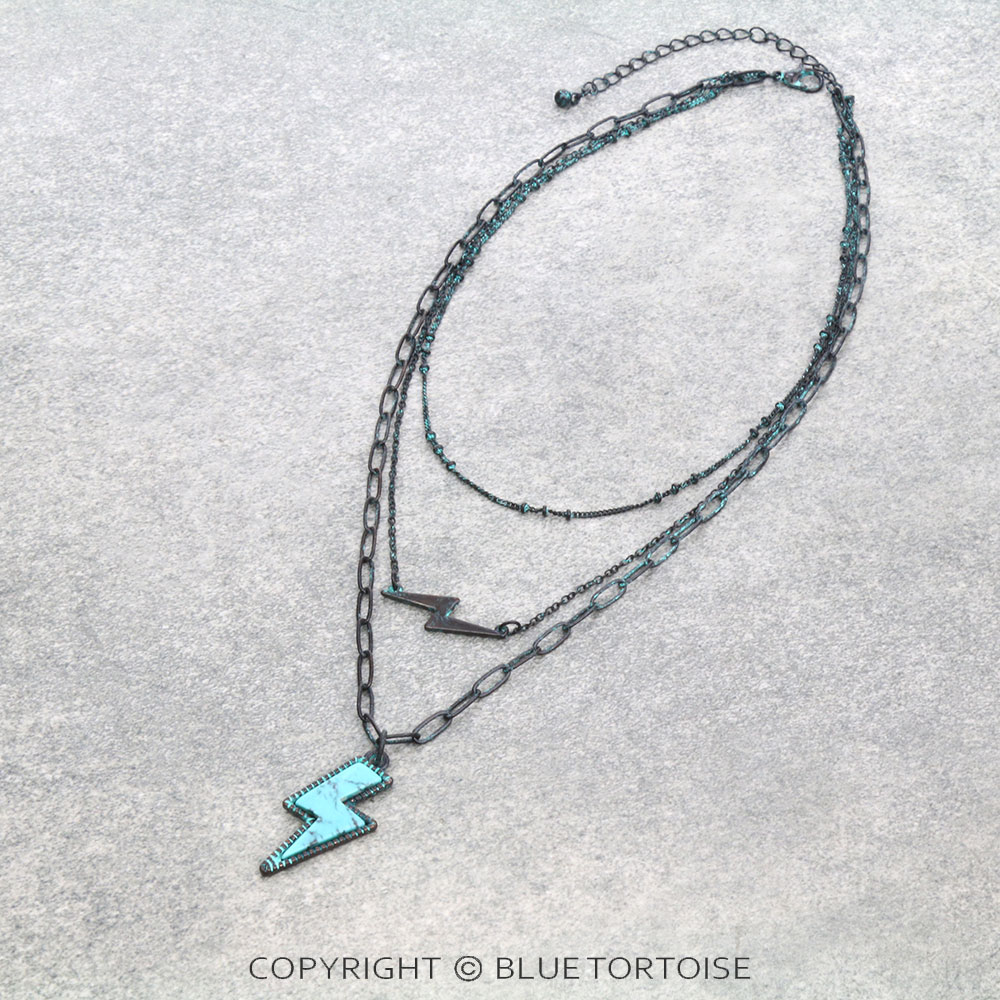 Lightning Stone Chain Layered Necklace