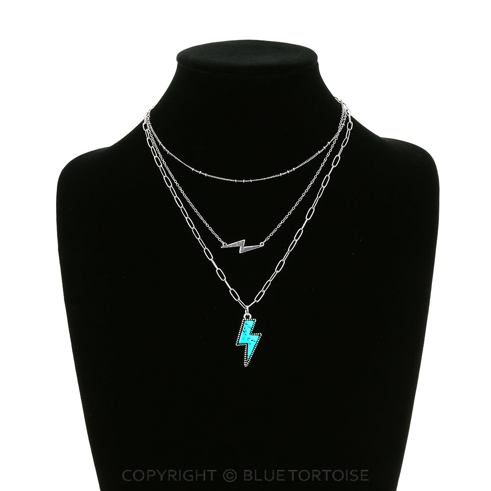 Lightning Stone Chain Layered Necklace - Image 2