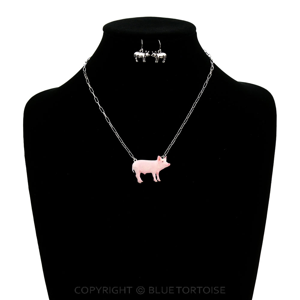 Western Animal Theme Pig Necklace Set - Image 2