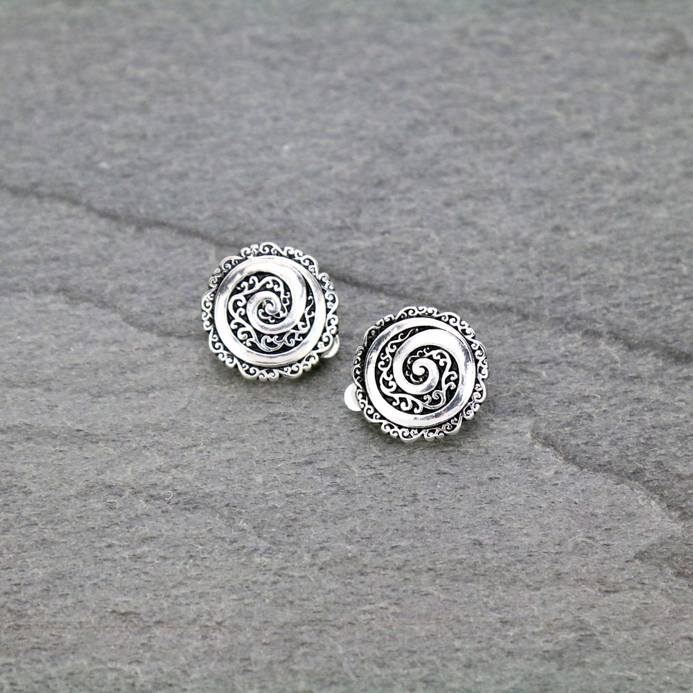Tailored with Filigree Swirl Clip On Earrings