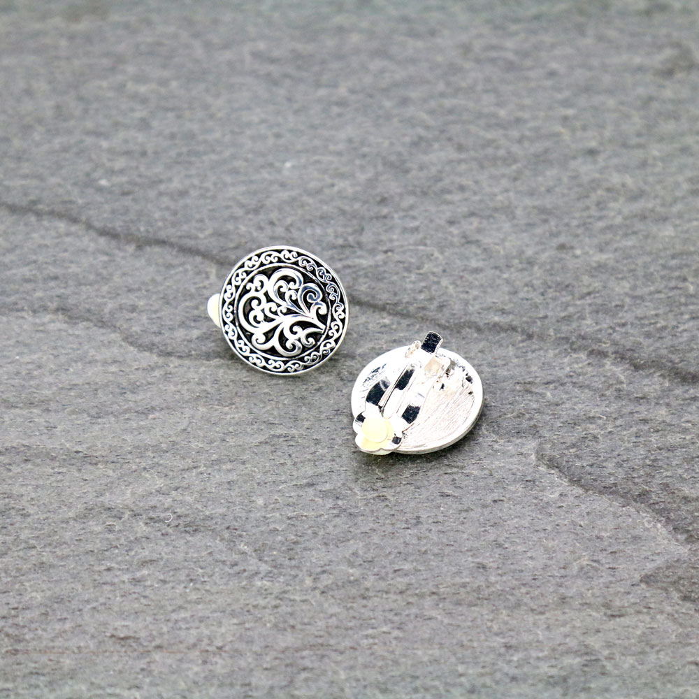Tailored with Filigree Round Clip On Earrings - Image 2