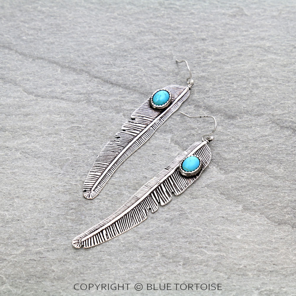 Western Feather Dangle Earrings