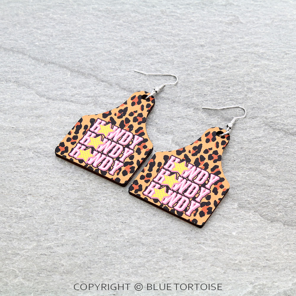 Western Design Cattle Tag Wood Dangle Earrings